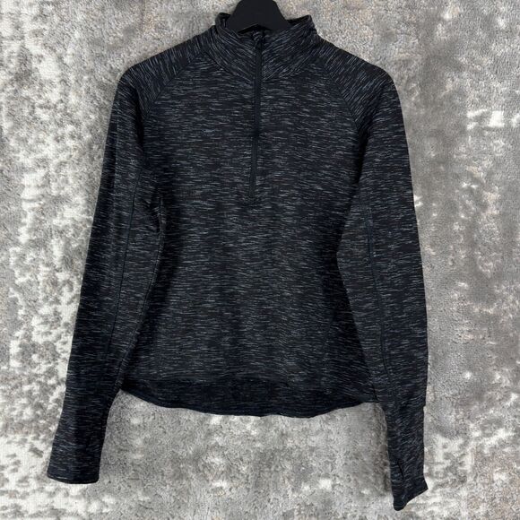 Mondetta Size L Athleisure Mock Neck Heathered 1/4 Zip Sweater Black Long Sleeve - Picture 1 of 8